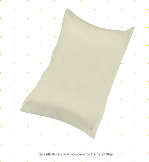 Spasilk Pure Silk Pillowcase, Charmeuse Silk, Hypoallergenic, Queen Sized, Ivory