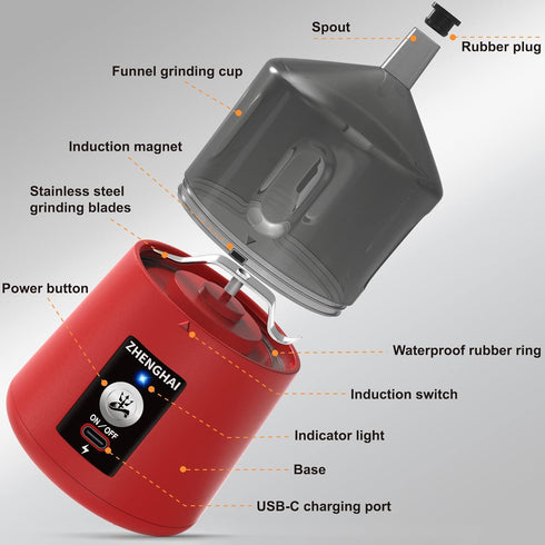 Electric Portable Herb Grinder, USB-C Rechargeable, Compact Size, Fast Grinding for Herbs