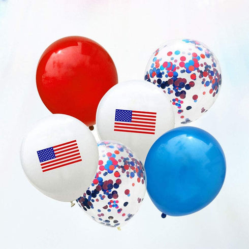 BinaryABC 25Pcs Patriotic Latex Confetti Balloons for 4th of July Celebrations