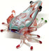 Frog Miniature Figurines, Hand Blown Color Glass Art Collectible Decor, 3" (Red Green)