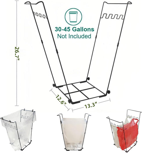 Niurui 45 25 40 Trash Bag Holder Stand Gallon Outdoor Leaf Bag Stand with Pcs Gallon Trash Bags Metal Garbage Bag Frame
