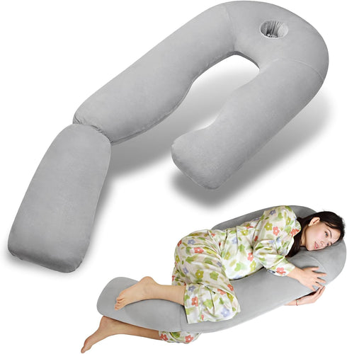 Pozico U-Shaped Full Body Pillow for Side Sleepers 51-Inch Cooling Pregnancy Pillow