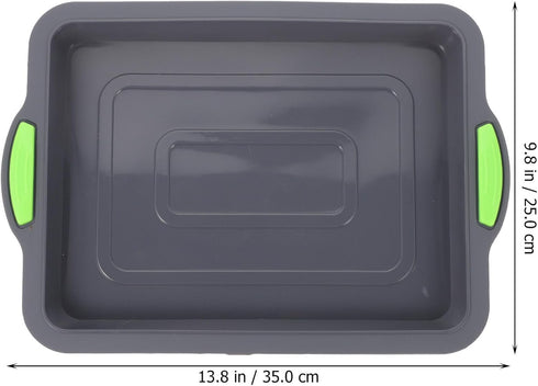 Hemoton Silicone Baking Sheet Tray Pan Nonstick Bakeware Cookie Sheet pan Rectangular Cake Pan Broiler Pan with Silicone Handle for Oven by Hemoton