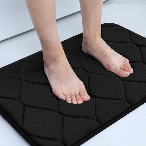 Colorxy Memory Foam Bathroom Rugs, Ultra Soft Non-Slip Bath Mat, 24''x16'', Black