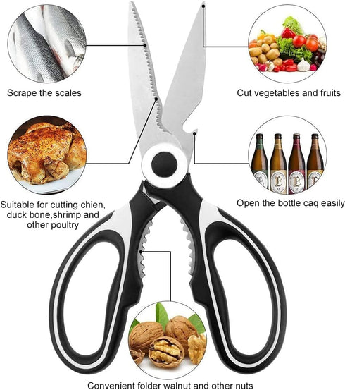 FYSHFLYER Kitchen Shears Multi Purpose Strong Stainless Steel Kitchen Utility Scissors with Cover Poulry,Fish, Meat