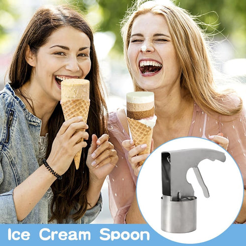 JIANWEI Set, Frozen Sundaes(size:2pcs) Ice Cream Scoop Stainless Steel Ice Cream Ball Making Spoon, Old Time