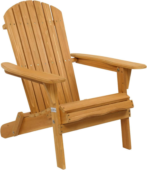 VINGLI Folding Adirondack Chairs Wood Lawn Chair Wooden Lounger 350 LBs Support