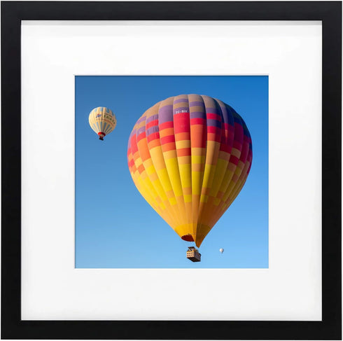 Golden State Art 12x12 Black Frame - Use as 8x8 Picture Frame with White Mat or 12x12 without Mat