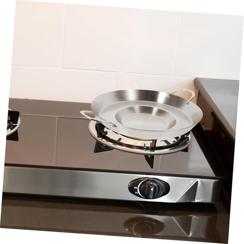 DOITOOL Stainless Steel Flat Frying Pan, Comal Frying Bowl, Heavy Duty Outdoors Cookware Stir Fry Pan (38cm) Mexican