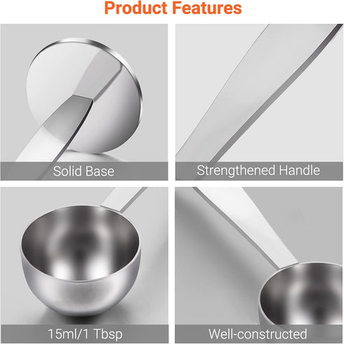 Two-in-One Stainless Steel Coffee Scoop Tamping Spoon, Dual-Purpose Coffee Tool for Measuring and Tamping