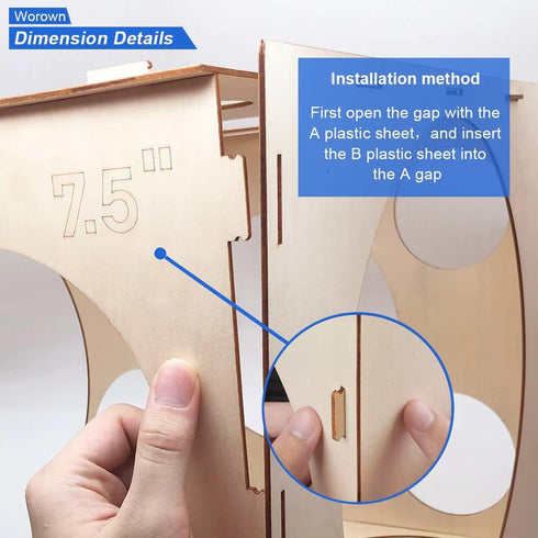 Worown 14 Holes Collapsible Wood Balloon Sizer Box, 1-10 Inch Measurement Tools for Balloon Arches and Decorations