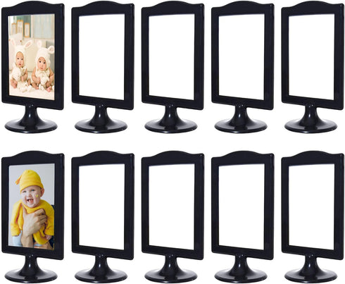 NahNah Double Sided Standing Picture Frames - (Black, 10 Count) 4x6 Inch, Plastic