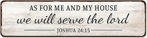 As for Me and My House We Will Serve the Lord Metal Tin Sign, Bible Verse Art Decor for Home
