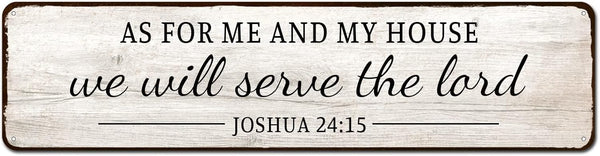 As for Me and My House We Will Serve the Lord Metal Tin Sign, Bible Verse Art Decor for Home