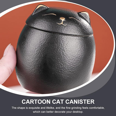 Angoily 160ml Ceramic Jar, Japanese Lucky Cat Tea Canister with Lid, Decorative Storage for Tea, Coffee, Spices