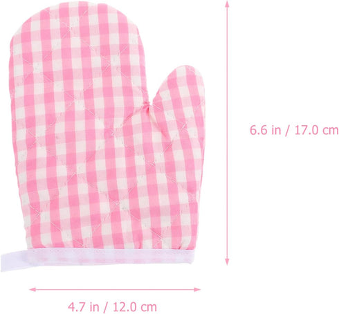 2Pcs Oven Mitts for Play Kitchen, Anti- Scald Gloves Microwave Oven Gloves Kitchen Mitts for Safe Baking Cooking (Pink
