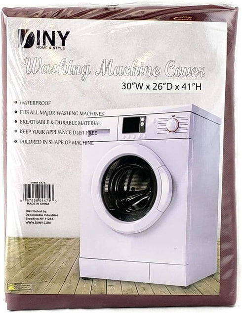 Washing Machine Cover with Zippered Top Opening - Durable Non-Woven Burgundy Fabric - Protects Against Dust, Dirt, Scratches, and Discoloration - Fits Most Standard Washing Machines
