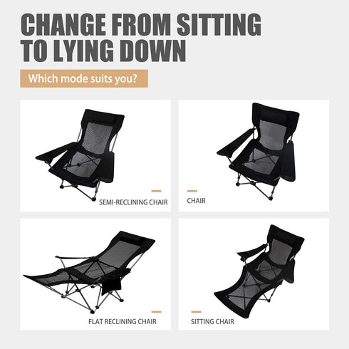 Zero Gravity Chair Reclining Folding Chair with Removable Footrest and Pillow & Cup Holder, Adjustable Outdoor Oxford