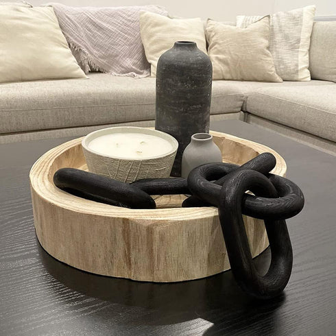 HMASYO Black Wood Chain Link Decor, 5-Link Wooden Decorative Chain Home Decor