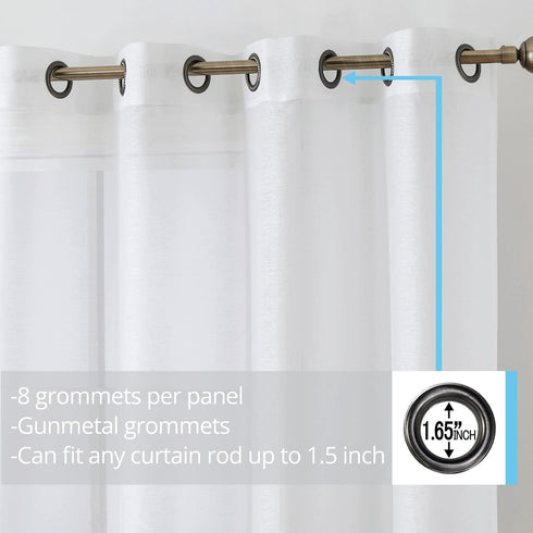 HLC.ME 2 Piece Semi Sheer Voile Short Window Curtain Drapes, Grommet Panels for Small Windows (54" W x 54" L, White)