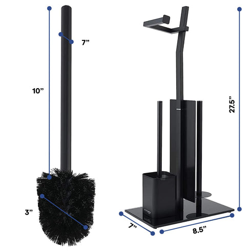 smartpeas Set 32x20x70cm 1+2 WC with roll Holder - Black Toilet Paper Holder - Stainless Steel Glass Base Dim.: Easy