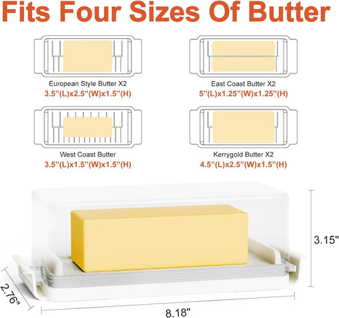 Countertop Airtight Butter Dish with Lid for and Refrigerator Door Shelf, Butter Keeper with Safety Lock, Butter Holder