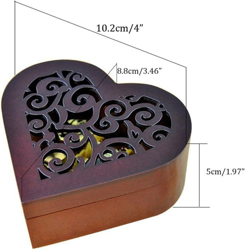 WESTONETEK Vintage Heart Shaped Wood Carved Musical Box Gift for Christmas, Birthday, Valentine's Day - You are My