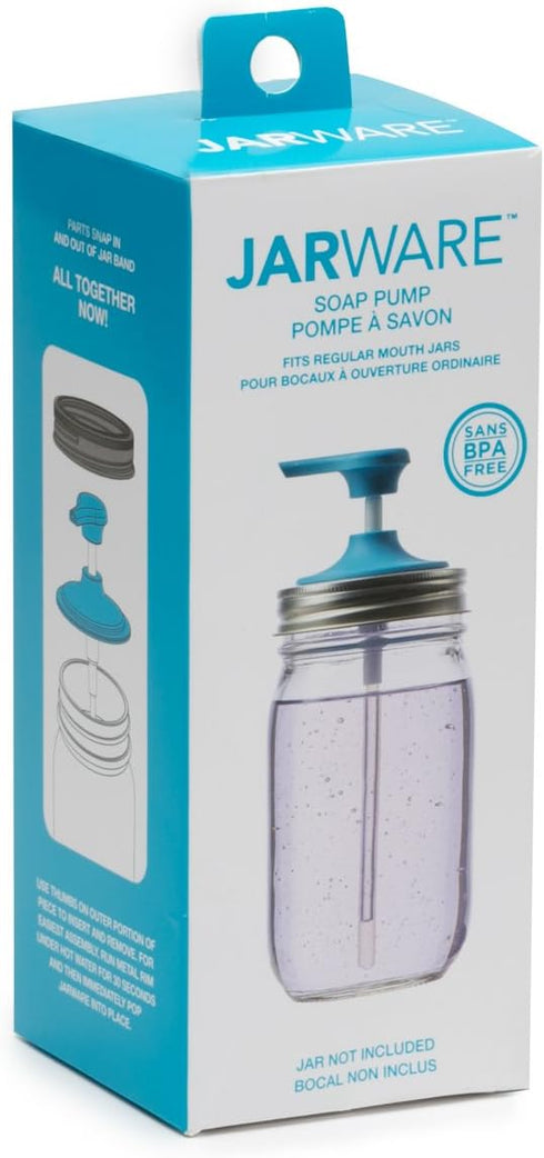 Jarware Soap Pump Lid for Regular Mouth Mason Jars - Blue