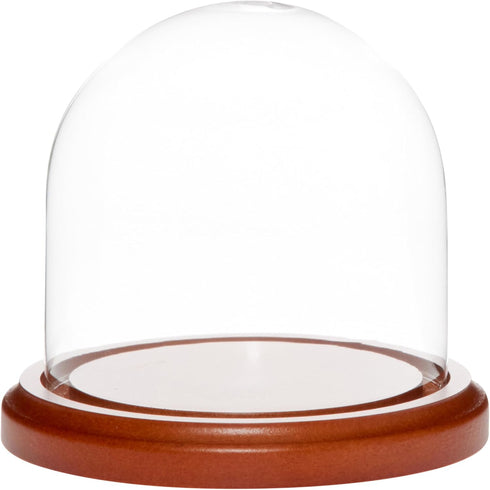 Plymor 4" x 4" Glass Display Dome Cloche, Walnut MDF Base
