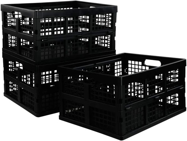Utiao 34 Quart Collapsible Storage Bins, Folding Crate, Milk Crate, 3 Packs