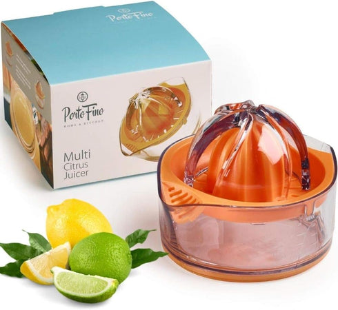 Citrus Squeezer - Manual Orange Juicer with Measuring Cup and Strainer, Dishwasher Safe, Gift for Women - 8OZ (Orange)