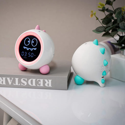 Kids Alarm Clock, Toddler Sleep Training Clock with Night Lights, Sound Machine, Time to Wake Dinosaur Alarm Clock