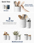 LE TAUCI Utensil Holder Set of 2, 7.3"+5.4" Ceramic Kitchen Crocks for Countertop, Modern Utensil Organizer, White