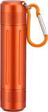 Airtight Stash Jar - Durable Smell Proof Aluminum Container with Carabiner for Herbs, Spices, Valuables - Orange