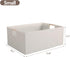 Fabric Storage Bin Box - Foldable Cotton Linen Basket with Wooden Handles for Home Laundry Organizer