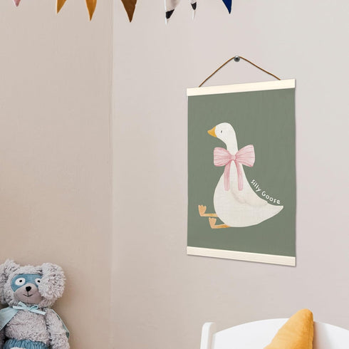 12x16 inch, LKETW Silly Goose Wall Art Poster Hanger Frame Goose Decor, Goose Gifts, Cute Goose Wall Art for Room, Bow