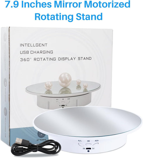 White,7.87inch /17.6lbs Rotating Display Stand Turntable Stand Spinning Stand for Product Shows Max Load,White Round