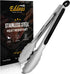Kitchen Tongs - 9 inch Heavy Duty Food Tongs, Ergonomic Grip Stainless Steel, Perfect for Cooking and Grilling