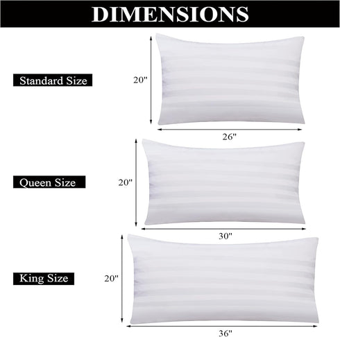 100% Egyptian Cotton King Pillow Protectors, Set of 2, 400 Thread Count, Stripe-White, Zippered Style
