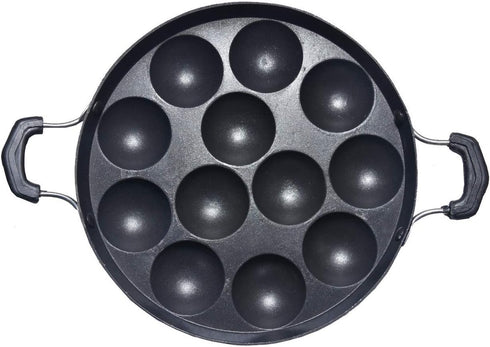 Non Stick Appam Maker, 12 Cavity Appam Patra Pan with Stainless Steel Lid