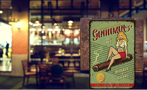 AOYEGO Pin Up Tin Sign, Vintage Metal Sign for Cafes Bars Pubs, Exclusive Party for Gentlemen, 8x12 Inch