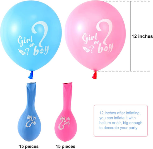 30 Pcs Gender Reveal Balloons, 12 Inches Pink Blue Latex Balloons for Baby Shower Themed Decorations