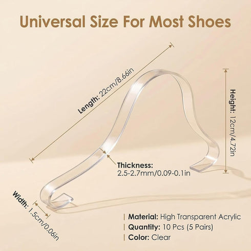 SYBL 10Pcs/5 Pair Durable Clear Acrylic Shoe Display Stand Shoe Supports Shaper Forms Inserts for Shoe Store Retail