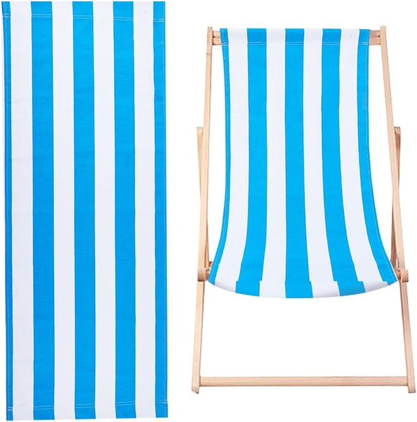 GORGECRAFT 44.49x17 Beach Sling Chair Replacement Canvas 1.5mm Thick Blue and White