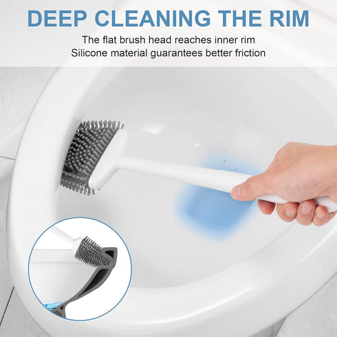 UBeesize Toilet Brush with Flexible Head, Silicone Bristles, Quick Drying Holder Set for Bathroom (15" X 4.5")