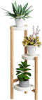 BMOSU Plant Stand For Indoor Outdoor Bamboo 3 Potted Holder Shelf Plant