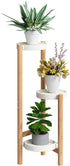 BMOSU Plant Stand For Indoor Outdoor Bamboo 3 Potted Holder Shelf Plant
