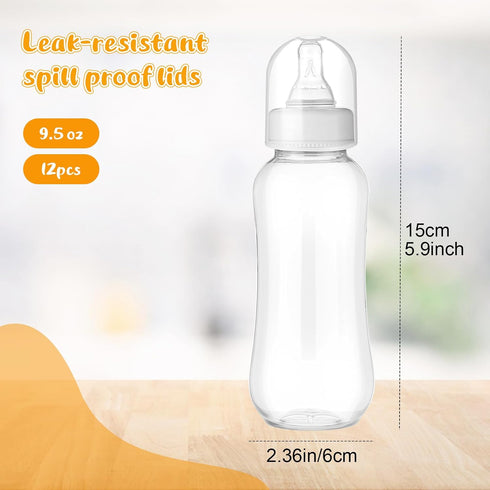 Norme 12 9.5 oz Pcs Plastic Bottles Chug Shower Game Party Favors for Shower Decorations Gender Reveal Gifts (White)