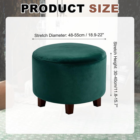 uxcell Velvet Round Footstool Slipcover, Stretch Foot Stool Protector Covers Plush Furniture Protector Cover