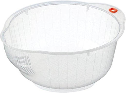 Plastic Japanese Rice Washing Bowl with Strainer, 2 Quart